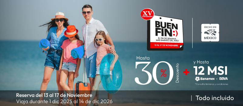 Buen Fin en Tesoro en Tesoro Manzanillo viajando del 01/Diciembre/2025 al 14/Diciembre/2026