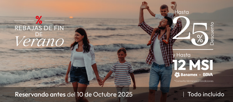 Rebajas De Fin De Verano en Tesoro en Tesoro Ixtapa viajando del 17/Septiembre/2025 al 30/Septiembre/2026