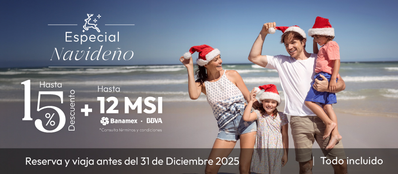 Especial Navideño en Tesoro en Tesoro Manzanillo viajando del 01/Diciembre/2025 al 31/Diciembre/2025