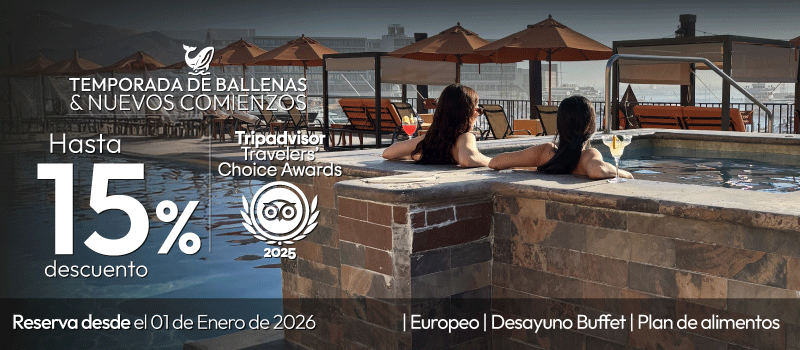 Temporada De Ballenas Y Nuevos Comienzos en Tesoro en Tesoro Los Cabos viajando del 01/Enero/2026 al 31/Marzo/2026