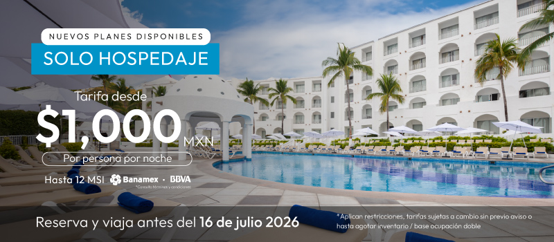 Tarifa Solo Hospedaje en Tesoro en Tesoro Manzanillo viajando del 07/Mayo/2026 al 16/Julio/2026