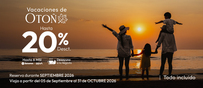 Vacaciones De Otoño En Tesoro Ixtapa en Tesoro en Tesoro Ixtapa viajando del 05/Septiembre/2026 al 31/Octubre/2026