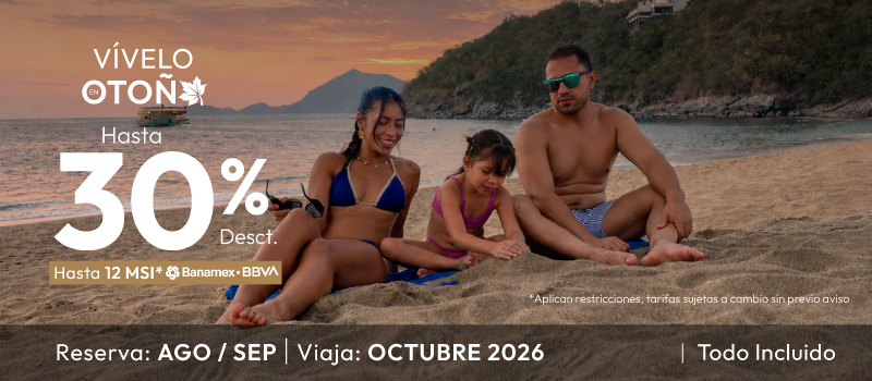 Vívelo En Otoño en Tesoro en Tesoro Manzanillo viajando del 01/Octubre/2026 al 31/Octubre/2026