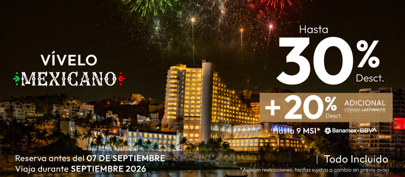 Vivelo Mexicano en Tesoro en Tesoro Manzanillo viajando del 01/Septiembre/2026 al 30/Septiembre/2026