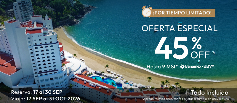 Oferta Tesoro Especial en Tesoro en Tesoro Manzanillo viajando del 17/Septiembre/2026 al 31/Octubre/2026
