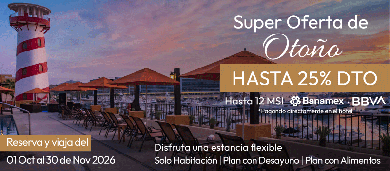 Súper Oferta De Otoño en Tesoro en Tesoro Los Cabos viajando del 01/Octubre/2026 al 30/Noviembre/2026