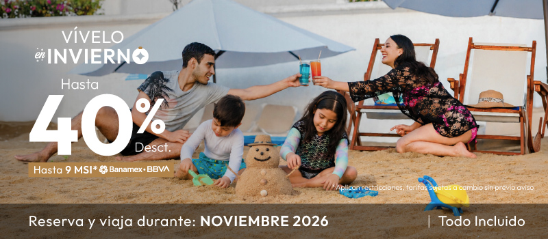 Vívelo Invernal en Tesoro en Tesoro Manzanillo viajando del 01/Noviembre/2026 al 30/Noviembre/2026